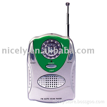FM auto scan radio with speaker